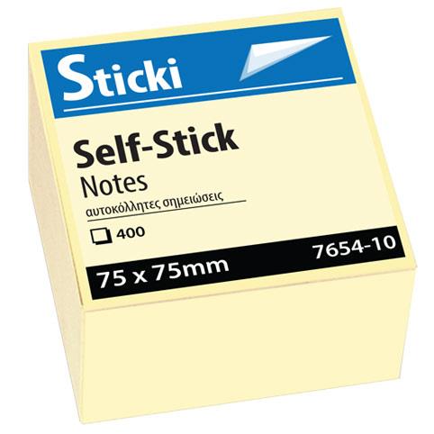 STICKI ΑΥΤΟΚΟΛΛΗΤΑ ΧΑΡΤΑΚΙΑ ΣΗΜΕΙΩΣΕΩΝ ΚΥΒΟΣ 75Χ75ΜΜ 400Φ