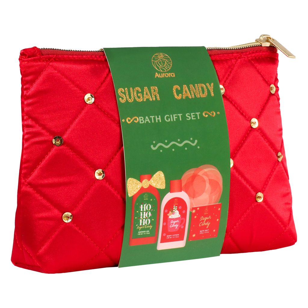 AURORA XMAS SUGAR CANDY ΣΕΤ ΜΕ ΝΕΣΕΣΕΡ,ΑΦΡΟΛΟΥΤΡΟ,BODY LOTION,ΑΛΑΤΑ ΜΠΑΝΙΟΥ & ΣΦΟΥΓΓΑΡΙ