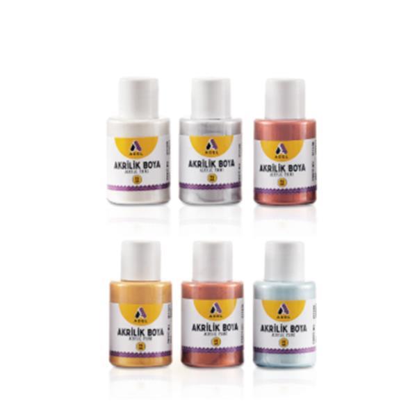 ADEL ΣΕΤ 6 ΑΚΡΥΛΙΚΩΝ ΧΡΩΜΑΤΩΝ METALLIC 25ML ΑΝΑ ΧΡΩΜΑ