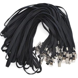 LANYARDS ΚΟΡΔΟΝΙΑ ΛΑΙΜΟΥ 1CM ΜΕ ΚΛΙΠ ΜΑΥΡΟ ΣΕΤ/50