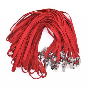 LANYARDS ΚΟΡΔΟΝΙΑ ΛΑΙΜΟΥ 1CM ΜΕ ΚΛΙΠ ΚΟΚΚΙΝΟ ΣΕΤ/50