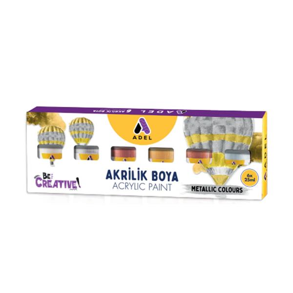 ADEL ΣΕΤ 6 ΑΚΡΥΛΙΚΩΝ ΧΡΩΜΑΤΩΝ METALLIC 25ML ΑΝΑ ΧΡΩΜΑ - Image 2