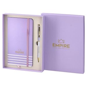 ΣΕΤ ΜΕ ΣΗΜΕΙΩΜΑΤΑΡΙΟ EMPIRE & ΣΤΥΛΟ BALLPOINT 1MM ΣΕ ΚΟΥΤΑΚΙ ΔΩΡΟΥ, ΧΡΥΣΟ-ΜΩΒ