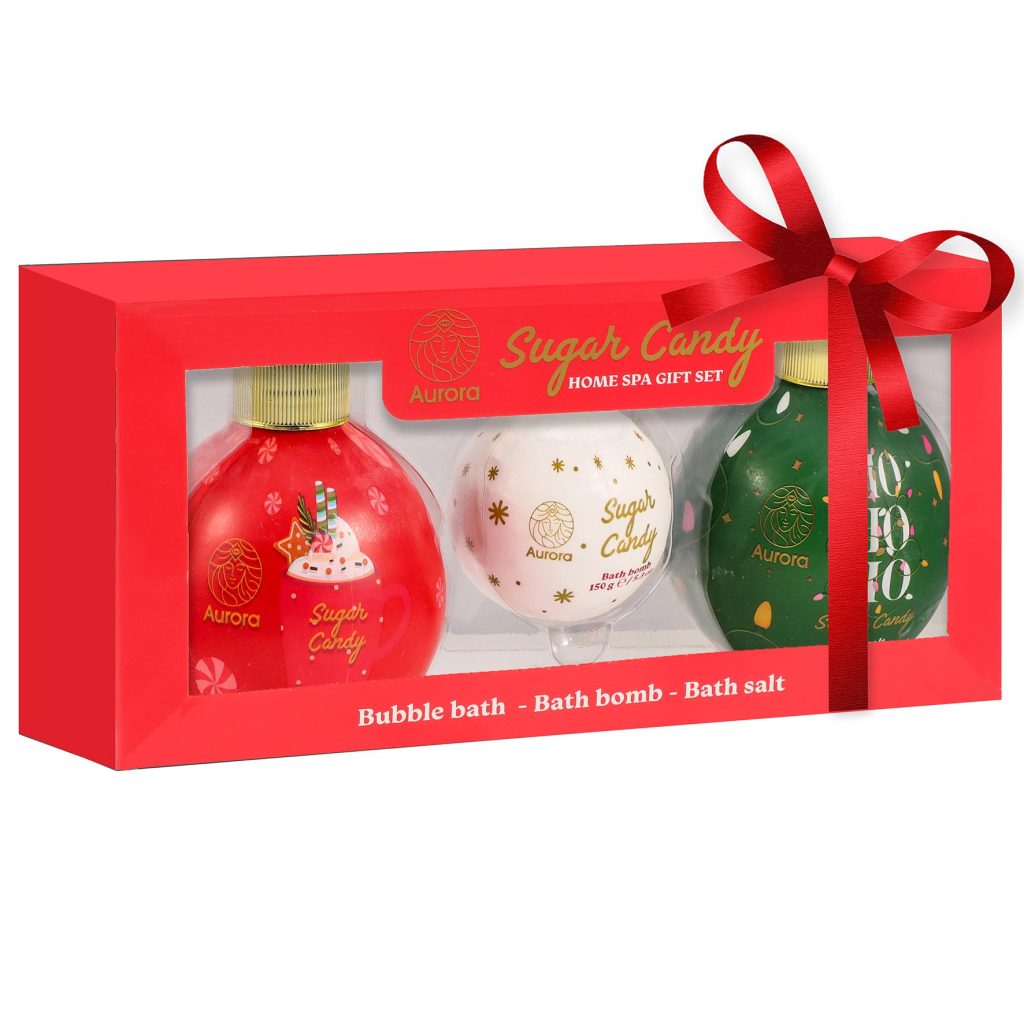 Aurora Xmas Sugar Candy Σετ Δώρου με Bath Bubble, Bath Bomb & Άλατα Μπάνιου