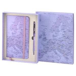 ΣΕΤ ΜΕ ΣΗΜΕΙΩΜΑΤΑΡΙΟ EUROPE EMPIRE & ΣΤΥΛΟ BALLPOINT 1MM ΣΕ ΚΟΥΤΑΚΙ ΔΩΡΟΥ ΛΙΛΑ