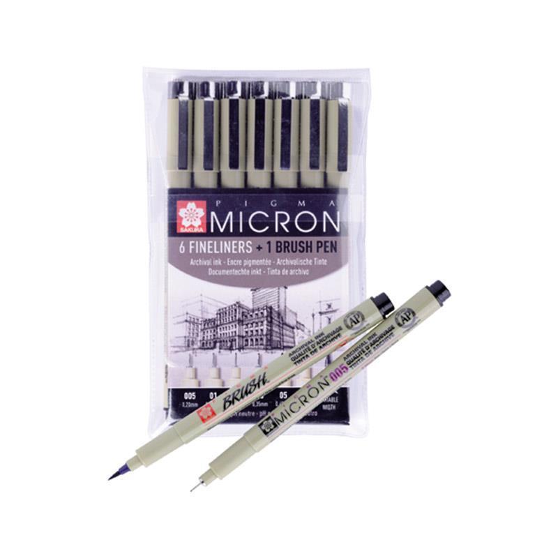 SAKURA ΜΑΡΚΑΔΟΡΟΙ ΣΧΕΔΙΟΥ PIGMA MICRON ΣΕΤ 6+1(PIGMA BRUSH)