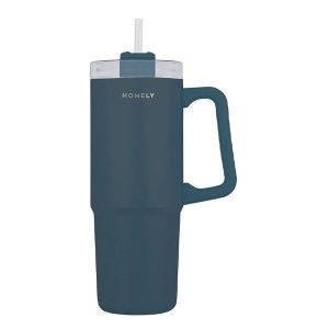 ECOCASA HOMELY ΘΕΡΜΟΣ STRAW TUMBLER 900ML ΜΠΛΕ