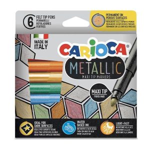 CARIOCA METALLIC MAXIMARKERS ΜΑΡΚΑΔΟΡΟΙ 6 ΧΡΩΜΑΤΩΝ MAXI TIP