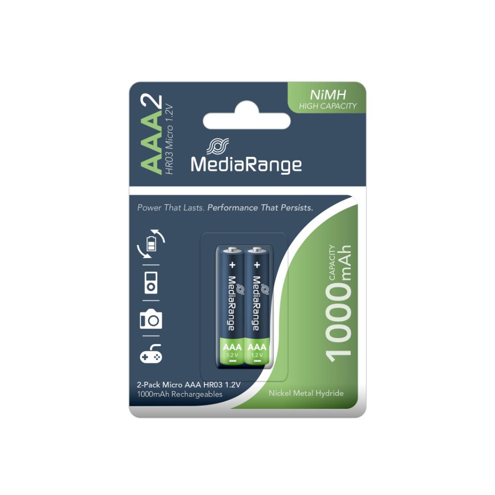 MEDIARANGE HIGH CAPACITY RECHARGEABLER NiMH ACCUSA MICRO AAA|HR03|1.2V PACK 2 (MRBAT122)