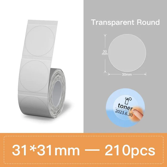 ΕΤΙΚΕΤΕΣ NIIMBOT Φ 31MM / 210ΕΤ. ΣΤΡΟΓΓΥΛΕΣ ΔΙΑΦΑΝΕΣ