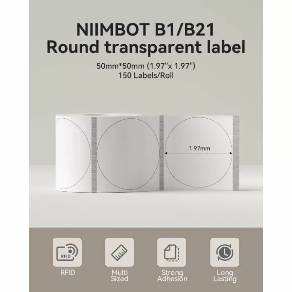 ΕΤΙΚΕΤΕΣ NIIMBOT Φ 50MM / 150ΕΤ. ΣΤΡΟΓΓΥΛΕΣ ΔΙΑΦΑΝΕΣ